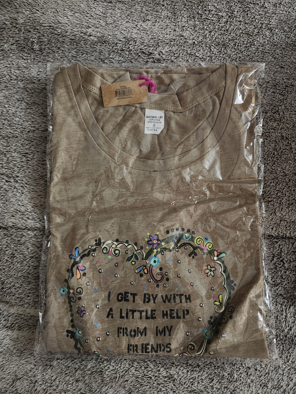 NATURAL LIFE Brand New T Shirt - I GET BY WITH A LITTLE HELP FROM MY FRIENDS